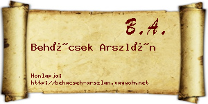 Behácsek Arszlán névjegykártya